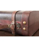 Vintiquewise Decorative Wooden Leather Suitcase