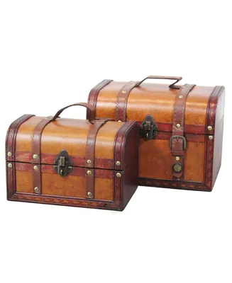 Vintiquewise Decorative Leather Treasure Boxes, Set of 2