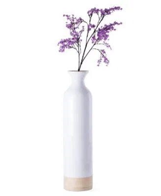 Uniquewise Cylinder Shaped Tall Spun Bamboo Floor Vase Glossy Lacquer Bamboo Collection