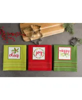 Design Imports Assorted Holiday Greetings Embellished Dishtowel Set