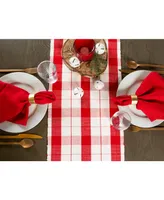 Design Imports Red Tinsel Plaid Fringed Table Runner