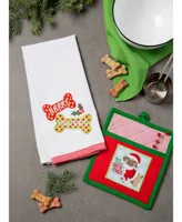 Design Imports X-mas Pup Embellished Kitchen Set