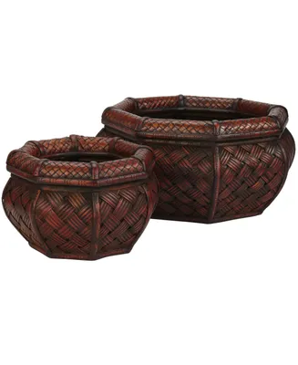 Nearly Natural Rounded Octagon Decorative Planters - Set of 2
