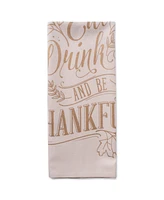 Design Imports Assorted Check Fall Be Thankful Printed Dishtowel Set