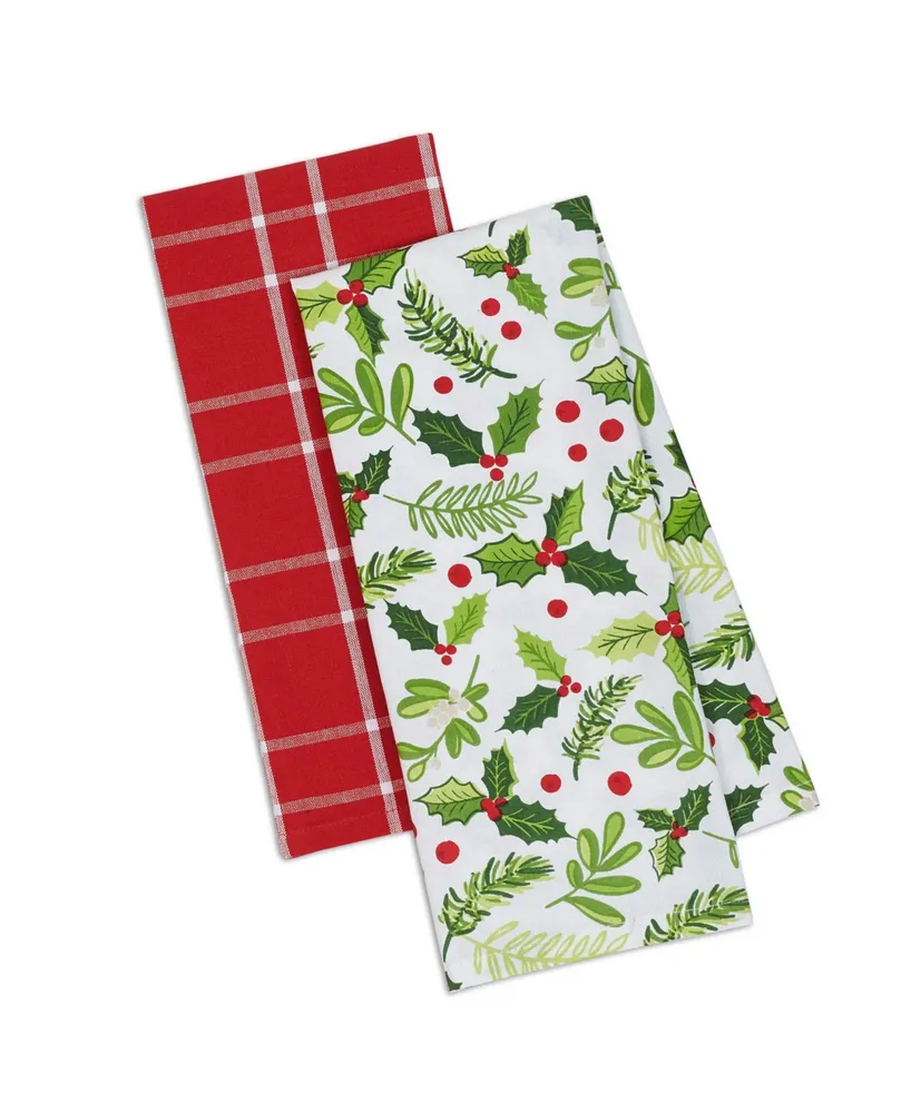 Design Imports Assorted Boughs of Holly Dishtowel Set