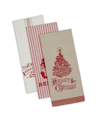 Design Imports Assorted Vintage-Like Print Christmas Dishtowels Set