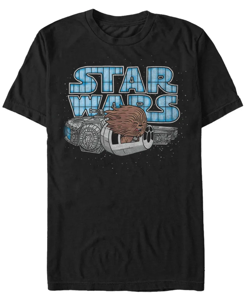 Star Wars Men's Classic Cute Chewbacca Hair The Wind Short Sleeve T-Shirt