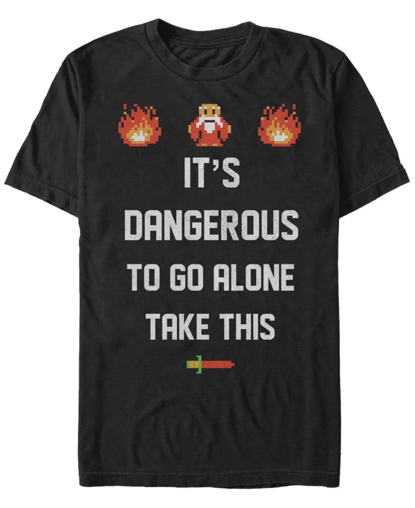 Nintendo Men's Legend of Zelda It's Dangerous To Go Alone Quote Short Sleeve T-Shirt