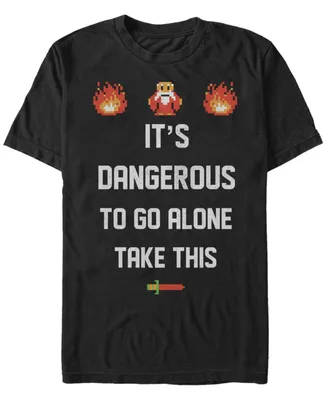 Nintendo Men's Legend of Zelda It's Dangerous To Go Alone Quote Short Sleeve T-Shirt