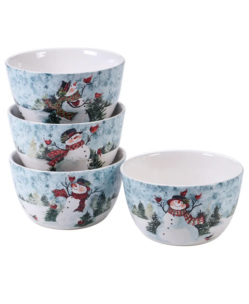 Certified International Watercolor Snowman 4-Pc. Ice Cream Bowl