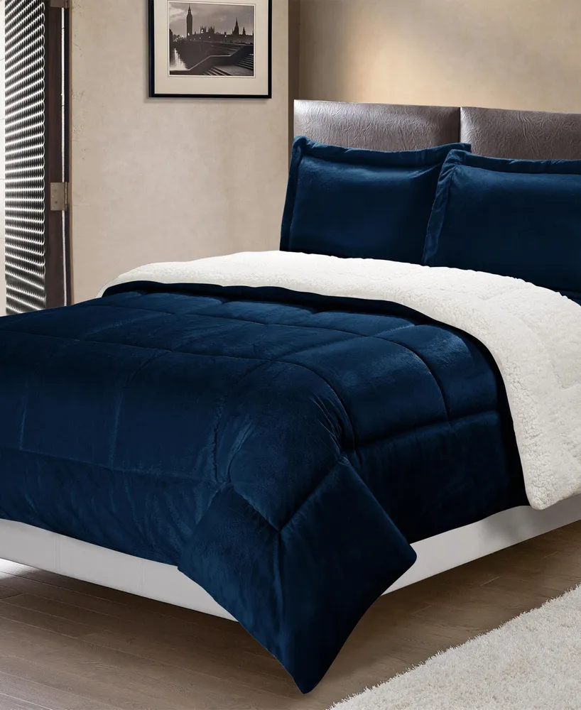 Ultimate Luxury Reversible Micromink and Sherpa Queen Bedding Comforter Set