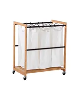 Trinity 3 Bag Bamboo Laundry Cart