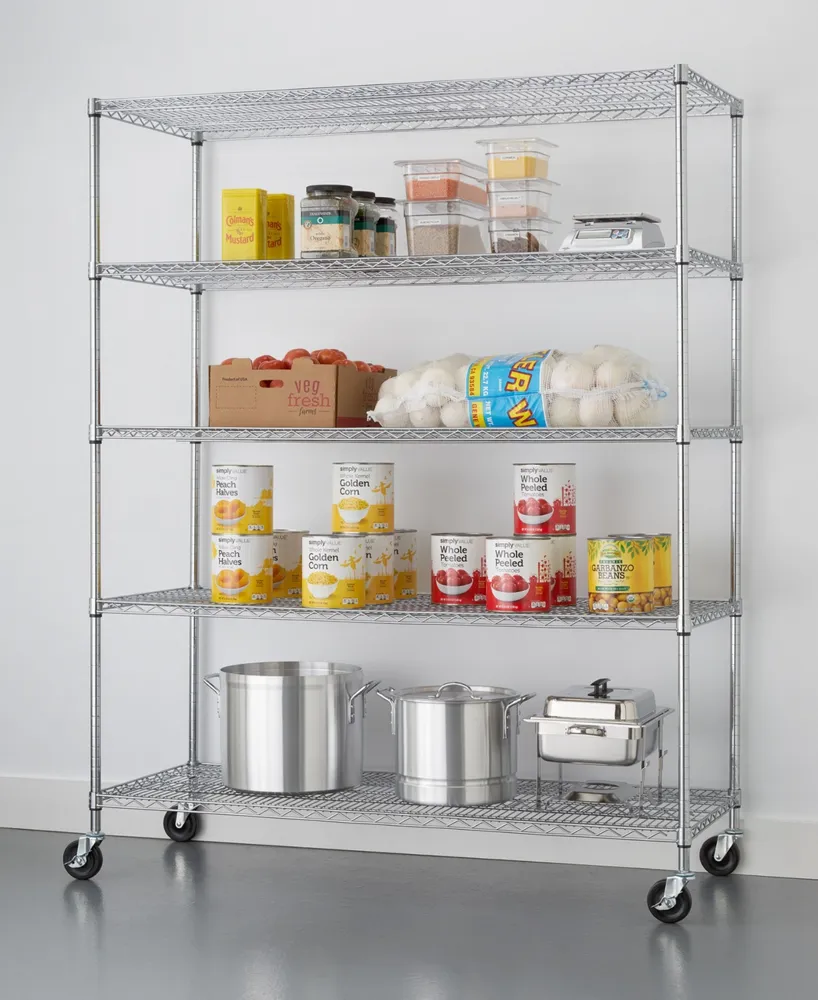 Trinity 5-Tier Heavy Duty Wire Shelving Rack with Nsf Includes Wheels