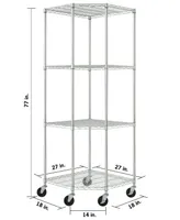 Trinity 4-Tier Corner Wire Shelving Rack Includes Wheels