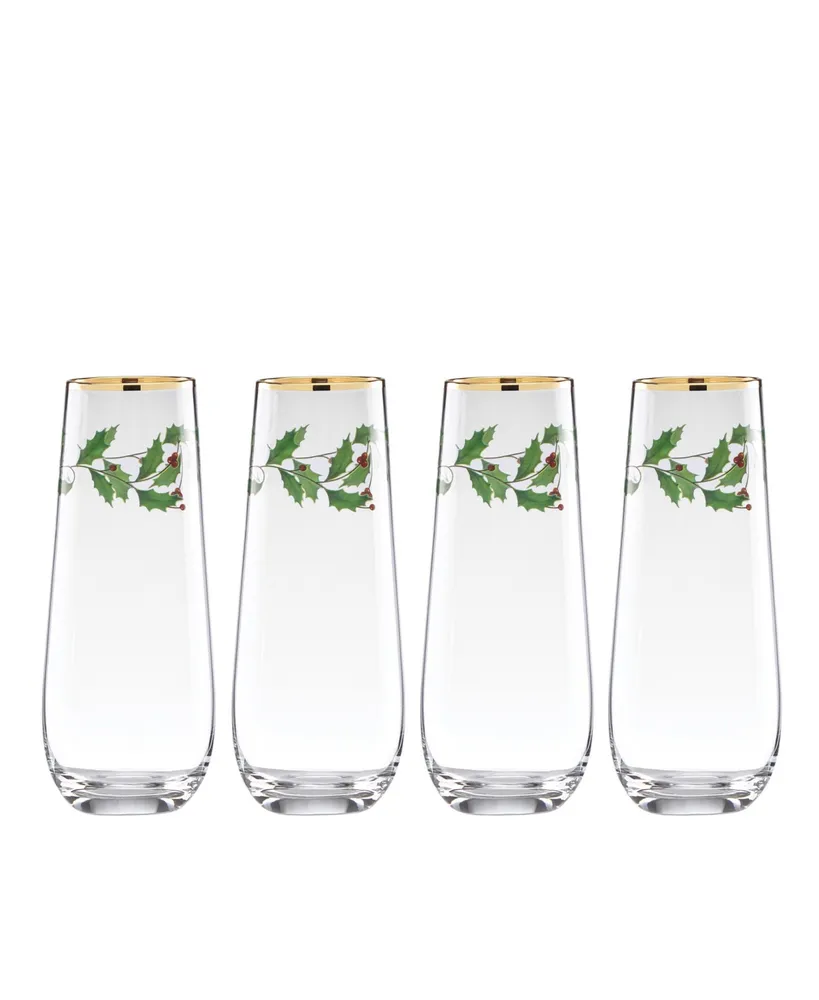 Lenox Holiday Stemless 4-piece Flute Set