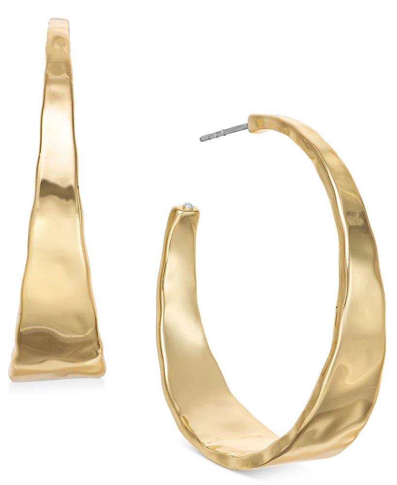 Style & Co Silver-Tone Hammered Medium Hoop Earrings 1.5", Exclusively at Macy's