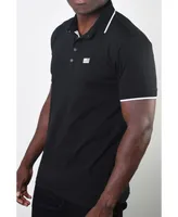 Members Only Men's Basic Short Sleeve Snap Button Polo with Us Flag Logo