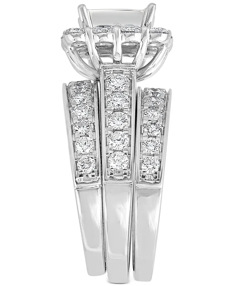 Diamond Princess Halo Bridal Set (3 ct. t.w.) in 14k White Gold