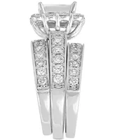 Diamond Princess Halo Bridal Set (3 ct. t.w.) in 14k White Gold