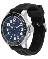 Tommy Hilfiger Men's Black Silicone Strap Watch 44mm, Created for Macy's