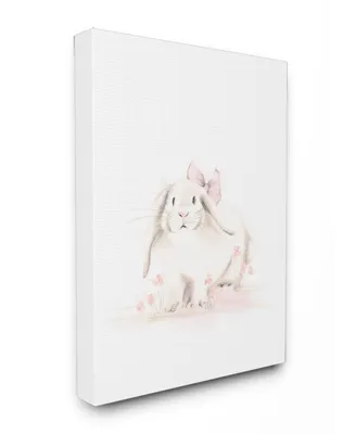 Stupell Industries Baby Bunny with Pink Bow Canvas Wall Art