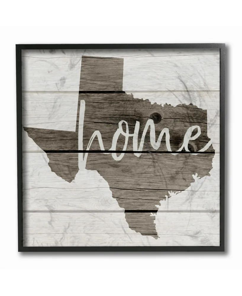 Stupell Industries Texas Home Typography Map Framed Giclee Art, 12" x 12"