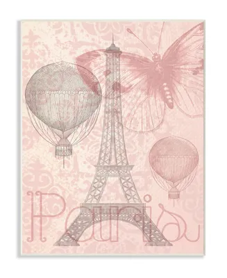 Stupell Industries Eiffel Tower Hot Air Balloon Paris Wall Plaque Art, 10" x 15"