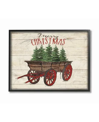 Stupell Industries Merry Christmas Tree Wagon Framed Giclee Art, 11" x 14"