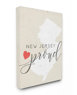 Stupell Industries New Jersey Proud with Heart Canvas Wall Art, 16" x 20"