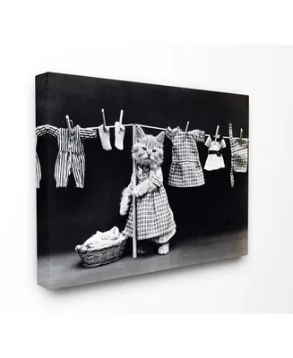 Stupell Industries Kitten Does The Laundry Canvas Wall Art, 30" x 40"