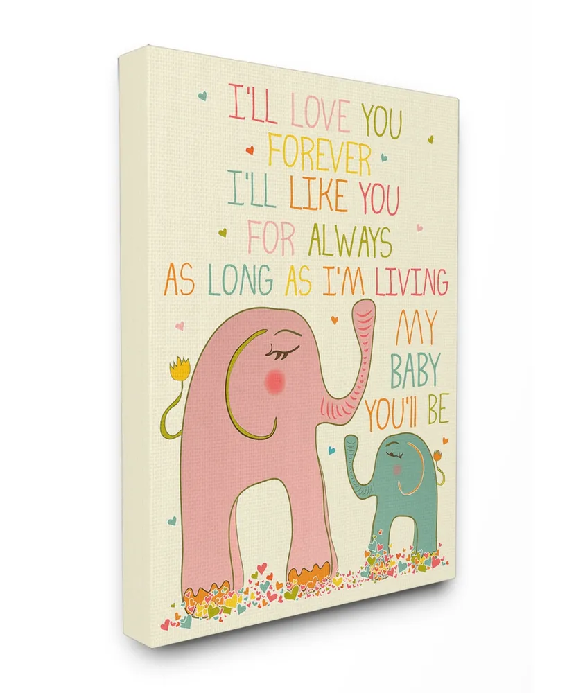 Stupell Industries Home Decor Elephants Art, I'll Love You Forever Canvas Wall Art, 24" x 30"