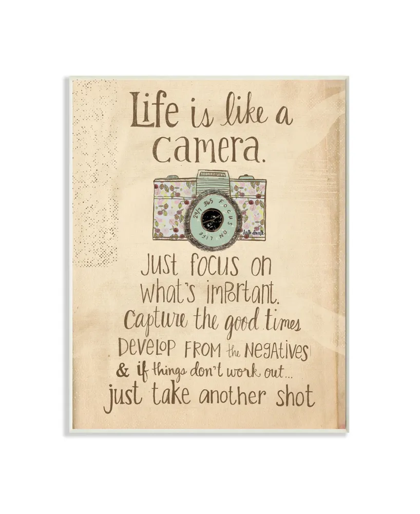 Stupell Industries Home Decor Life is Like A Camera Inspirational Wall Plaque Art, 12.5" x 18.5"