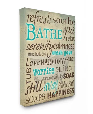 Stupell Industries Home Decor Bathe Wash Your Worries Typography Bathroom Canvas Wall Art