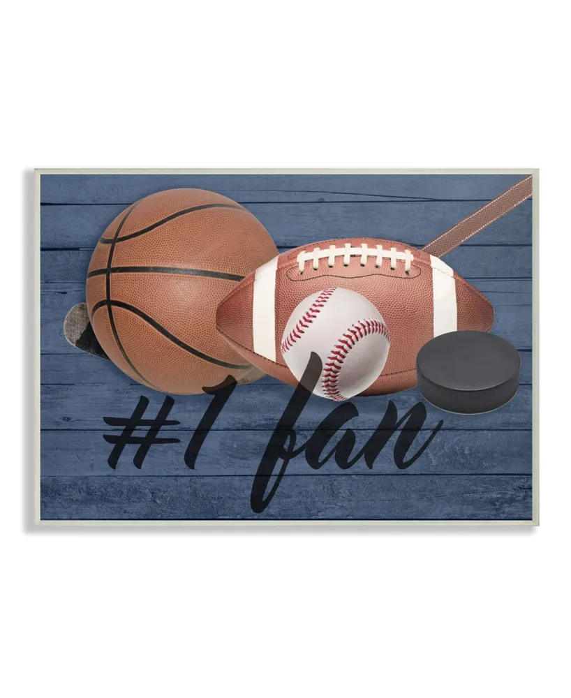 Stupell Industries #1 Fan Sports Plank Wall Plaque Art, 12.5" x 18.5"