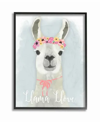 Stupell Industries Llama Love Pink Flower Tiara Framed Giclee Art, 11" x 14"