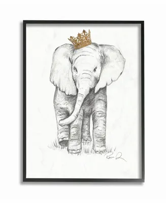Stupell Industries Elephant Royalty Graphite Drawing Framed Giclee Art, 11" x 14"
