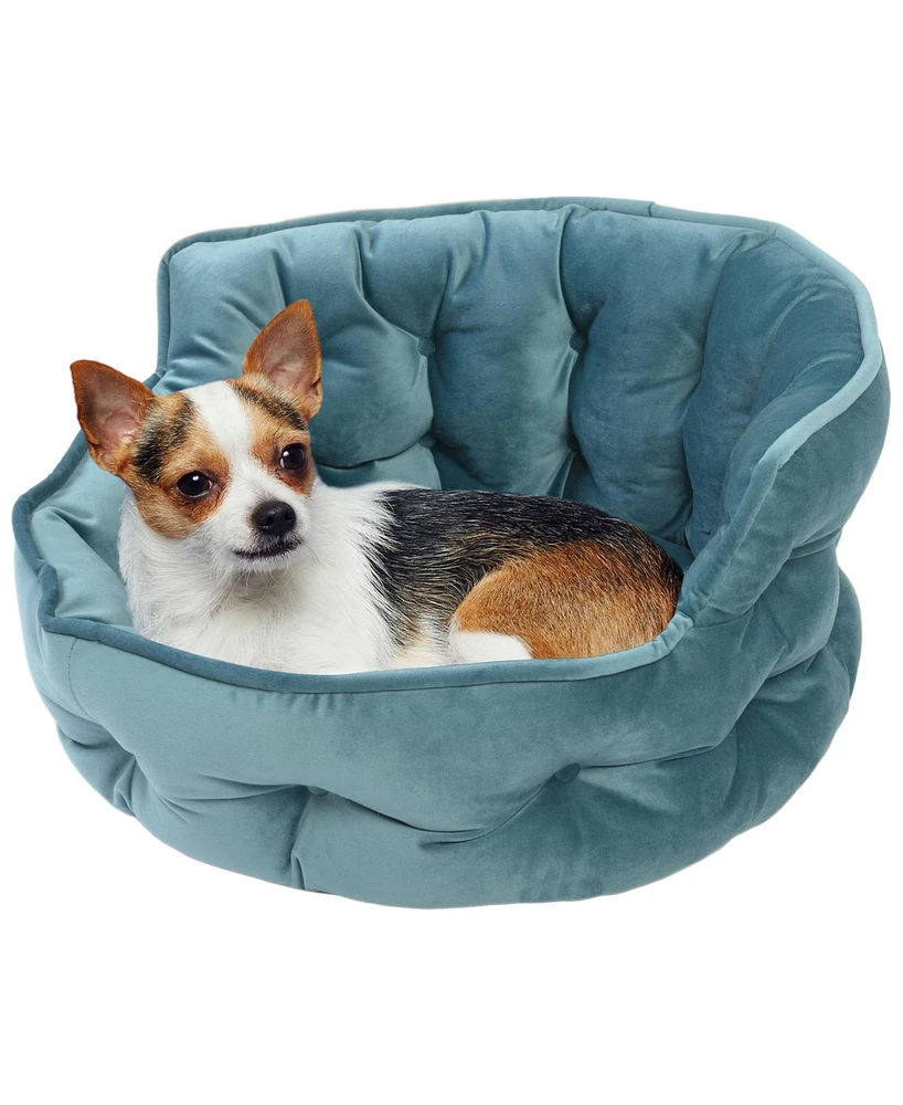 Details Ultra Plush Mini Tufted Velvet Round Cuddler Pet Bed, Dog Bed for Small Dogs and Cats