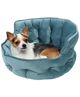 Details Ultra Plush Mini Tufted Velvet Round Cuddler Pet Bed, Dog Bed for Small Dogs and Cats