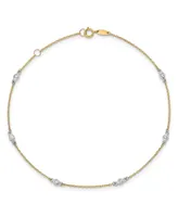 Cubic Zirconia (1/20 ct. t.w.) Anklet in 14k Yellow and White Gold