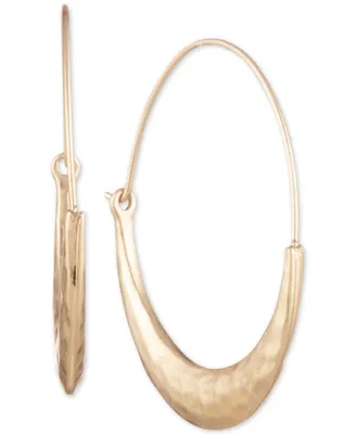 lonna & lilly Medium Gold-Tone Hammered Wire Hoop Earrings 1-5/8"