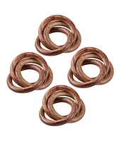 Saro Lifestyle Mango Wood Napkin Ring with Interlock Design, Set of 4