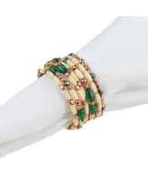 Saro Lifestyle Beaded Design Table Napkin Ring, Set of 4