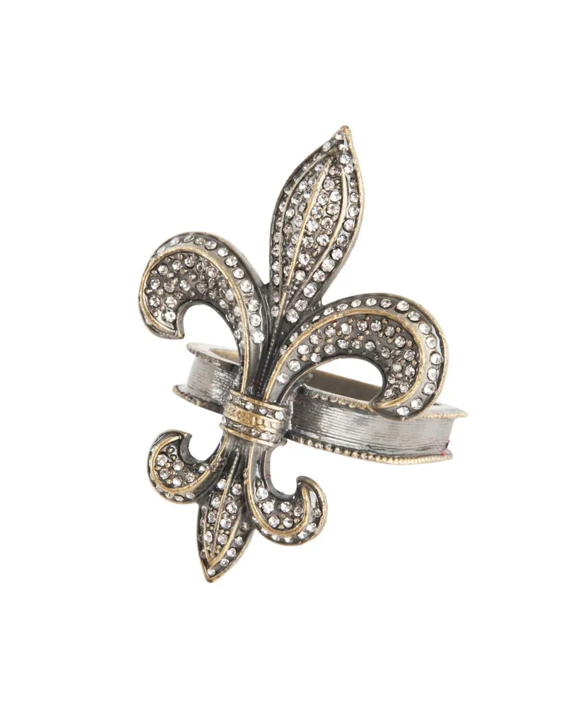 Saro Lifestyle Fleur-De-Lis Design Napkin Ring, Set of 4