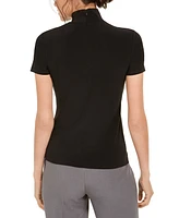 Anne Klein Short-Sleeve Mock-Neck Top