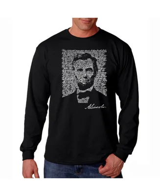 La Pop Art Men's Word Long Sleeve T-Shirt- Abraham Lincoln