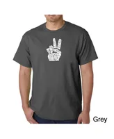 La Pop Art Men's Word T-Shirt - Peace Fingers