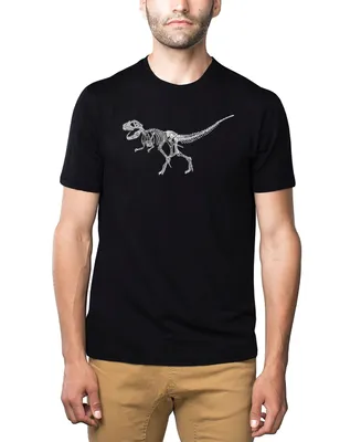 La Pop Art Men's Premium Word T-Shirt - Dinosaur T-Rex Skeleton