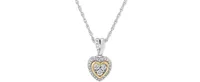 Diamond Mini-Heart Pendant Necklace (1/10 ct. t.w.) in Sterling Silver and 14k Gold - Two