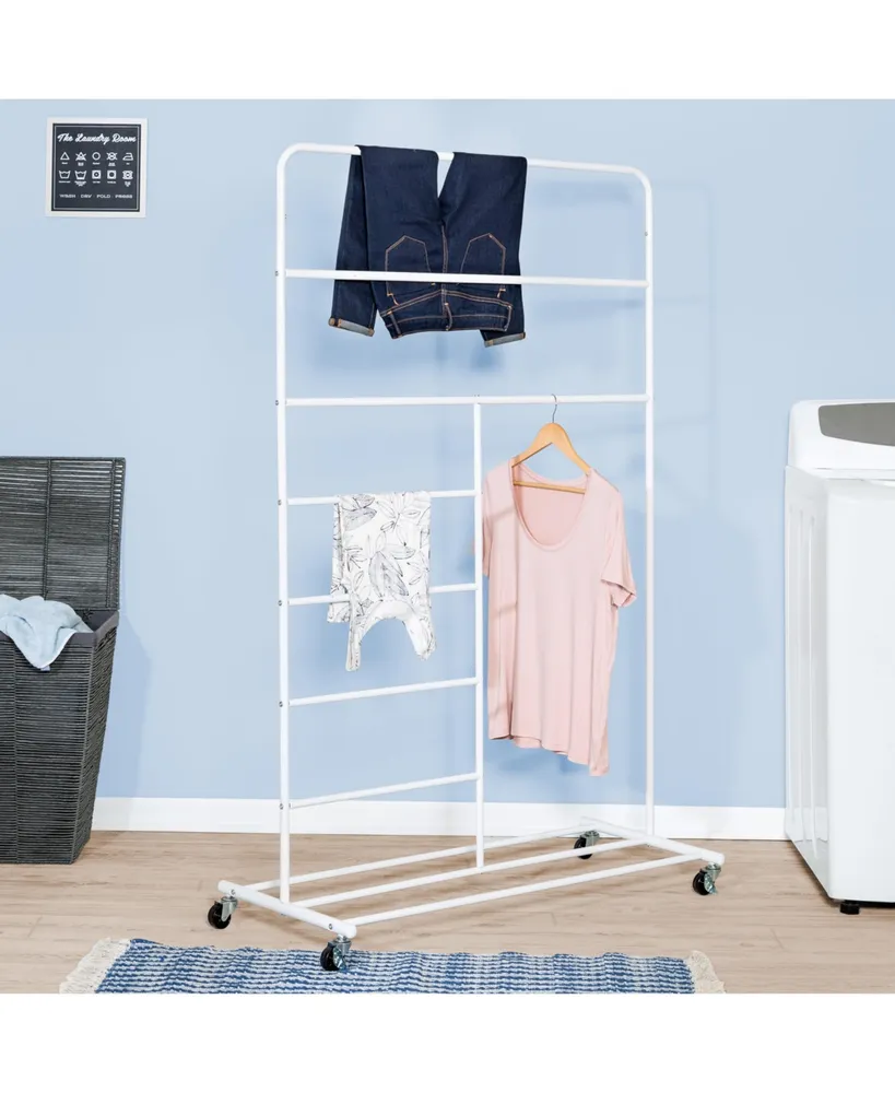 Honey Can Do Rolling Multi-Section T-Bar Clothes Drying Rack