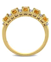 Citrine (1-1/6 ct. t.w.) and Diamond (1/6 Semi Eternity Ring 14k Yellow Gold